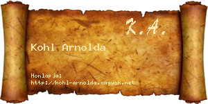 Kohl Arnolda névjegykártya